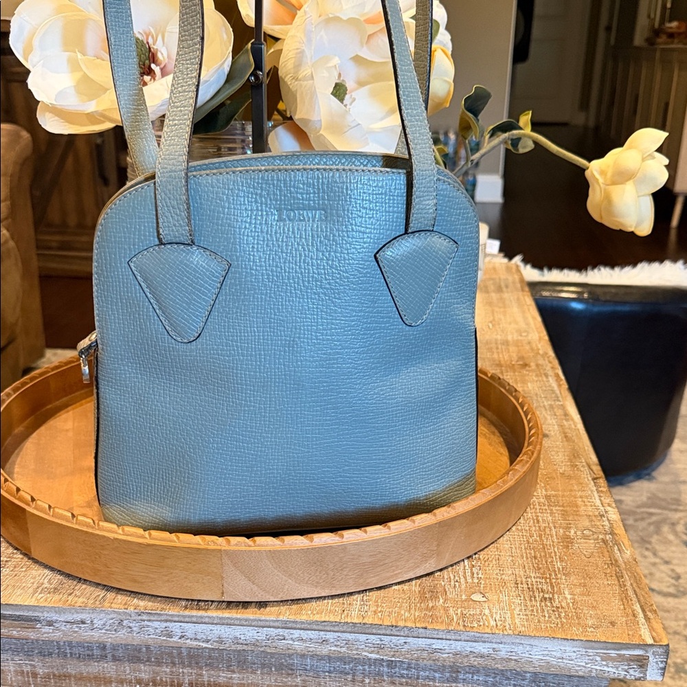 LOEWE vintage Powder Blue Leather Shoulder Bag